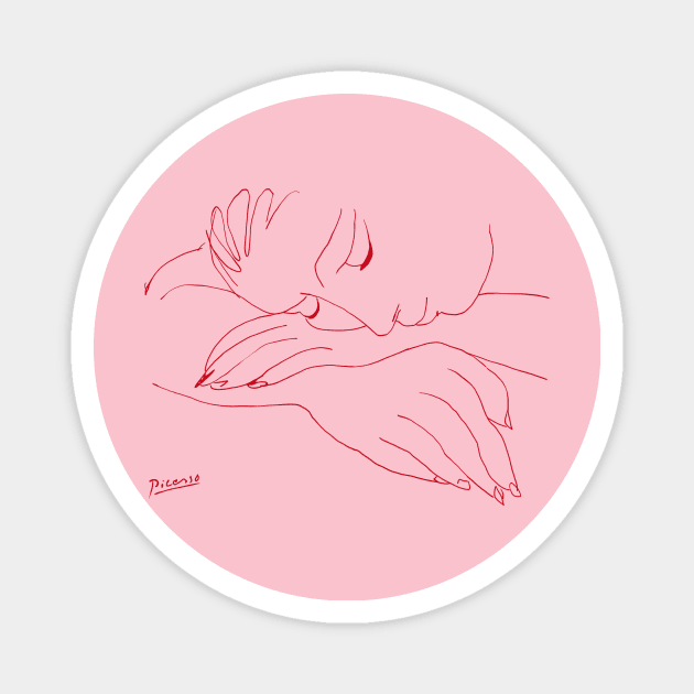 Sleeping Woman - Picasso Line Art Magnet by shamila